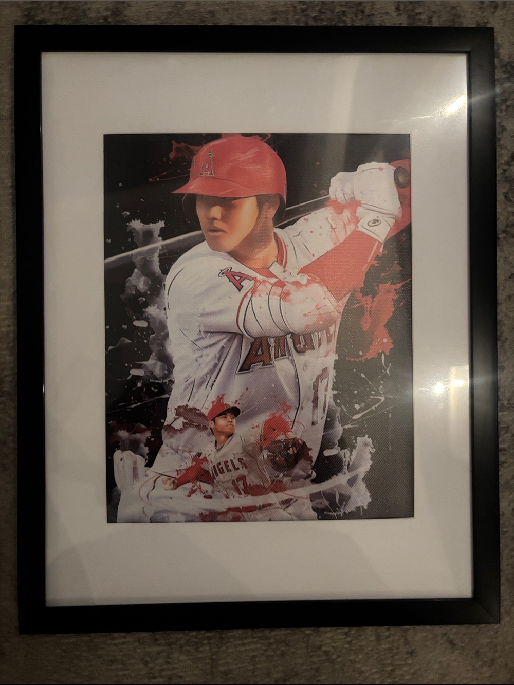 Framed Sports Art Print in Red and White